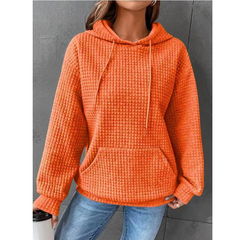 Sweat à capuche décontracté pour femmes avec surface texturée et poche kangourou pratique Chic und Stil
