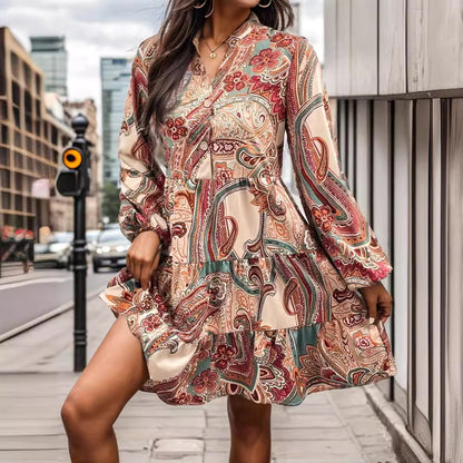 Femmes Robe Midi Imprimé Paisley Bohème Chic und Stil