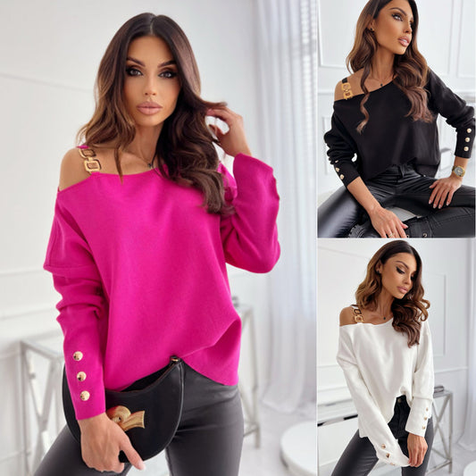Dames Off-Shoulder Pull en Tricot Confortable Chic und Stil