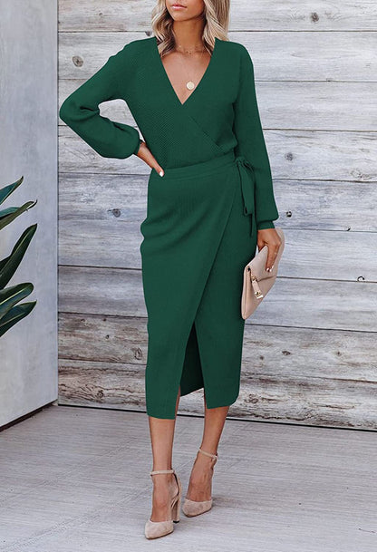 Robe portefeuille pour femmes avec décolleté en V profond et ceinture élégante Chic und Stil