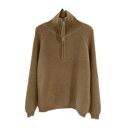 Dames léger pull en tricot avec col haut et fermeture éclair décorative Chic und Stil