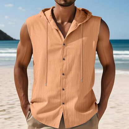 Chemise sans manches pour hommes avec capuche et fermeture à boutons Chic und Stil