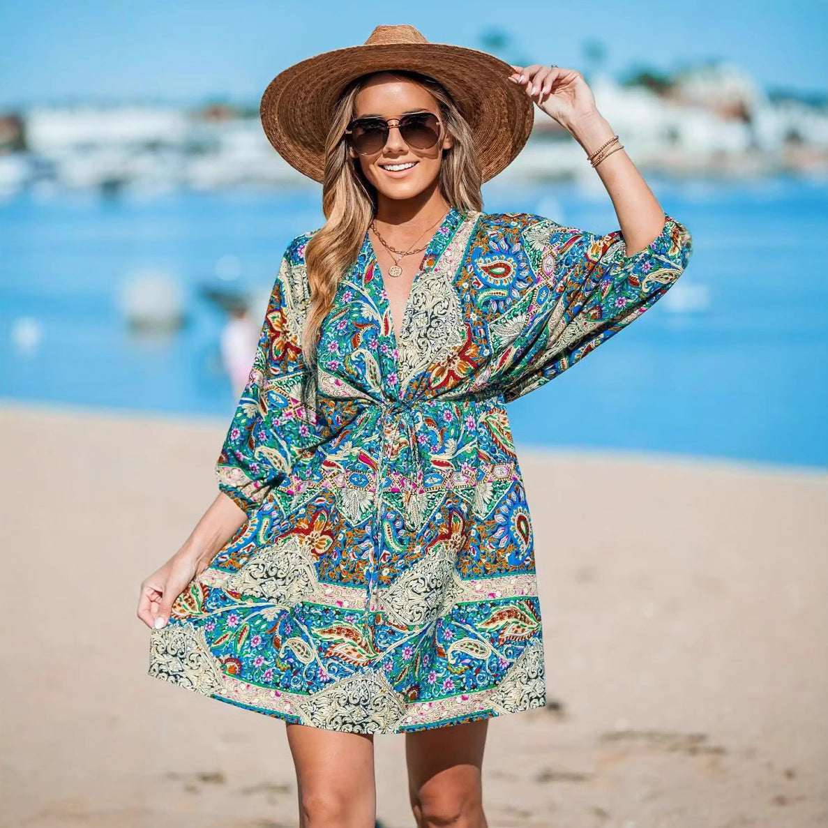 Robe de plage à lien Bohemian pour femmes Chic und Stil