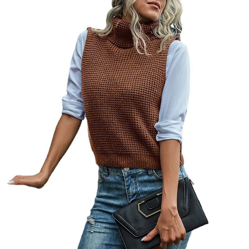 Pull femme en gros tricot avec col haut et motif structuré raffiné Chic und Stil