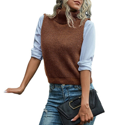 Pull femme en gros tricot avec col haut et motif structuré raffiné Chic und Stil