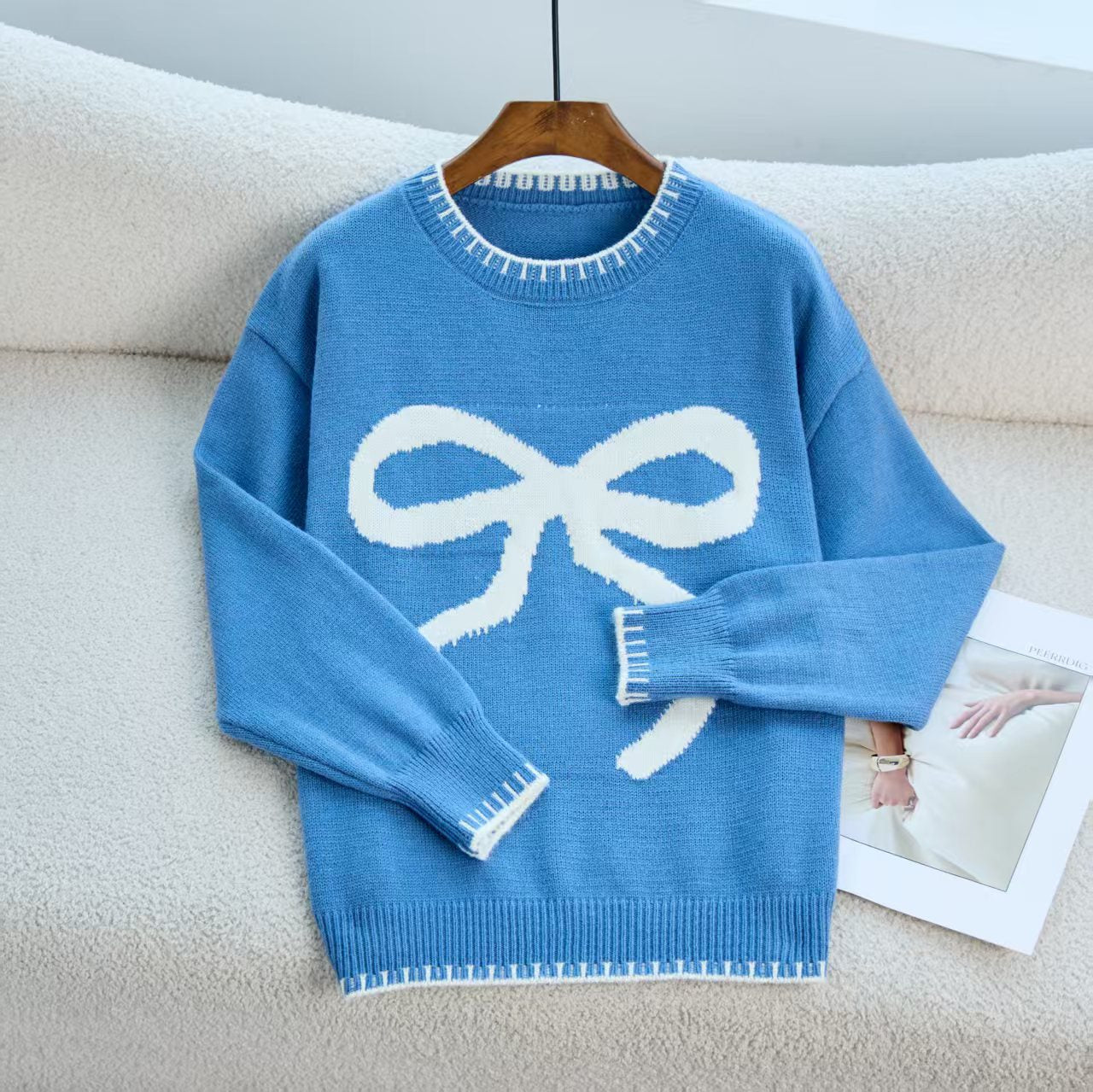 Dames Pull et sweat confortable avec motif de nœud et manches confortables Chic und Stil