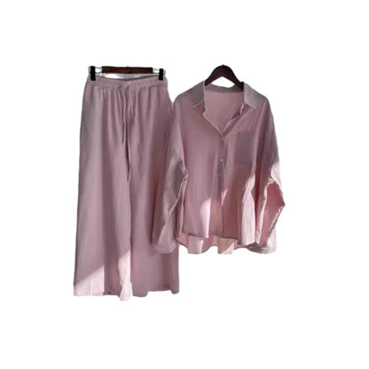 Two-piece casual set for women consisting of a loose top and comfortable pants Chic und Stil