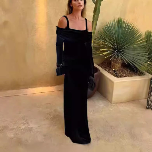 Robes maxi élégantes pour femmes avec un design sans épaules et des fronces Chic und Stil