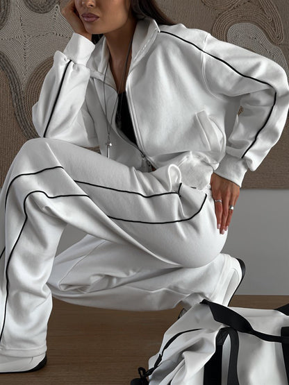 Dame survêtement décontracté avec fermeture éclair contrastante et poignets élastiques Chic und Stil