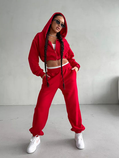 Women’s sporty cropped top and wide leisure pants set Chic and Style