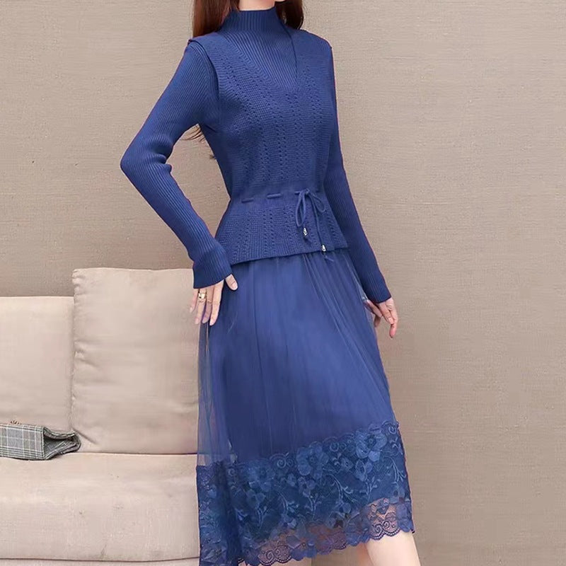 Robe élégante en tricot et tulle pour femmes avec finition en dentelle florale Chic und Stil