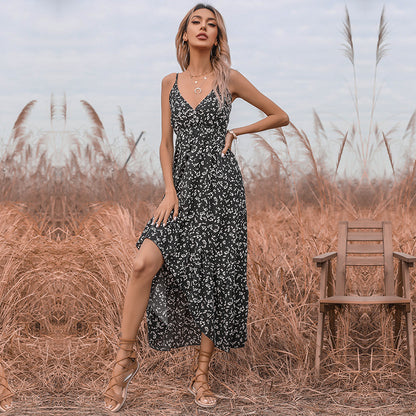 Robe maxi boho femme à couches avec bretelles réglables Chic und Stil