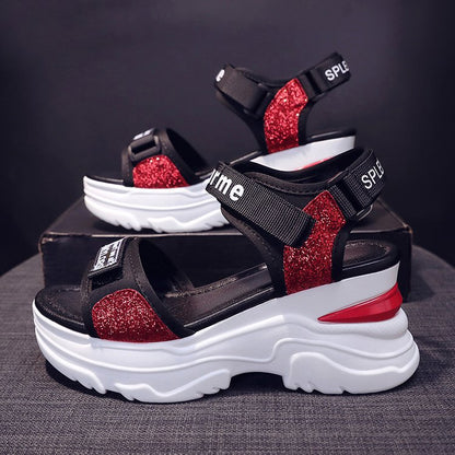 Sandales Sportives pour Femmes avec Design de Sangle Scintillant Chic und Stil