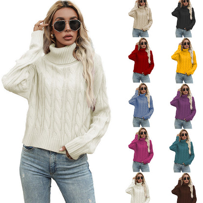 Dames gros tricot col roulé pull avec motif en torsade et coupe décontractée Chic und Stil