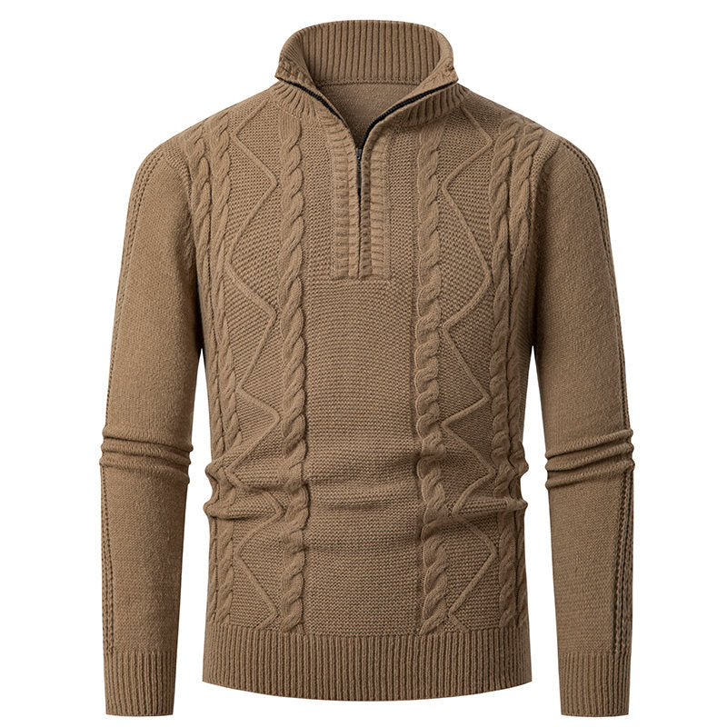 Pull en tricot pour homme avec col haut et motif en relief Chic und Stil