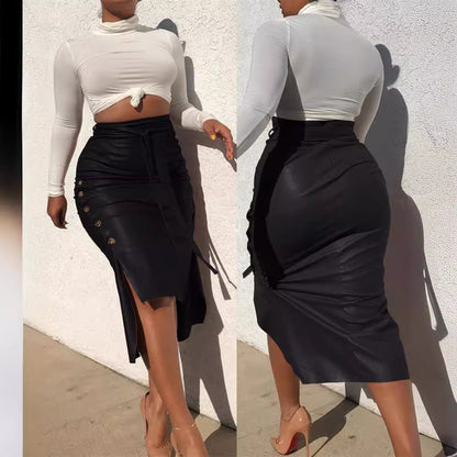 Dames Chic Jupe crayon fendue haute Chic und Stil