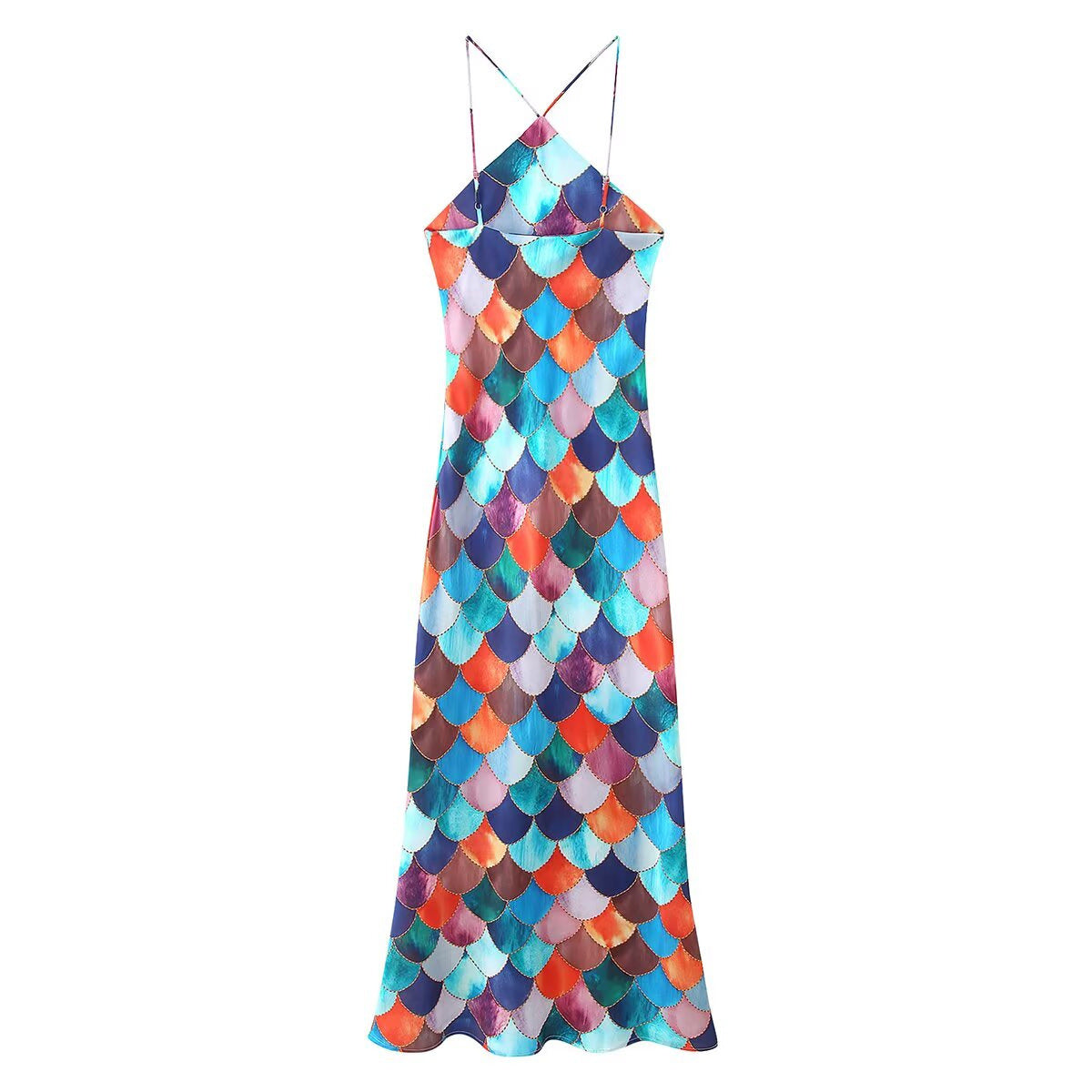 Robe maxi pour femmes en chiffon fluide avec motif écaille maritime Chic und Stil