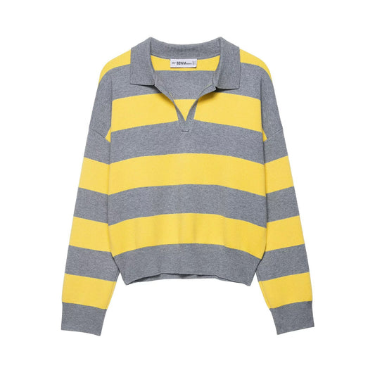 Pull-over décontracté pour dames avec un col moderne et des rayures frappantes Chic und Stil