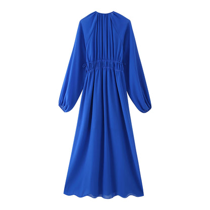 Robe maxi femme avec un élégant effet drapé et des volants féminins Chic und Stil