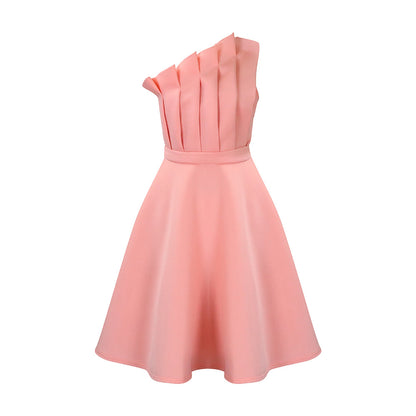 Robe charmante à une épaule pour dames avec drapé et ceinture cintrée Chic und Stil
