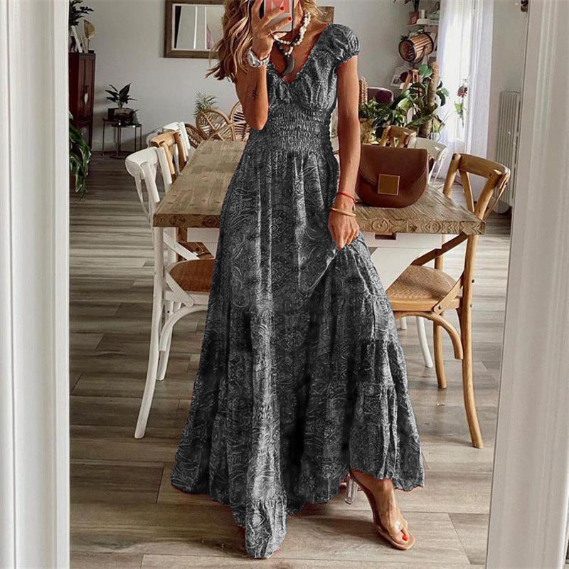 Femmes Robe Maxi Dos Rétro Chic und Stil