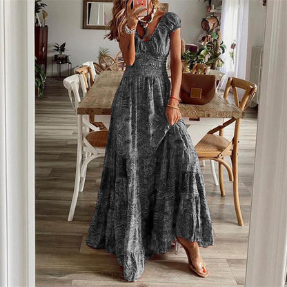 Femmes Robe Maxi Dos Rétro Chic und Stil