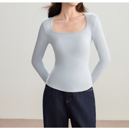 Femmes haut à manches longues avec décolleté carré Chic & Stil