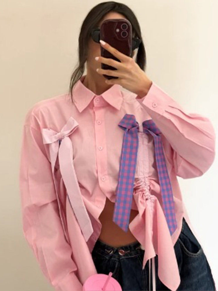 Chemisier femme avec des nœuds décoratifs et détail froncé Chic und Stil