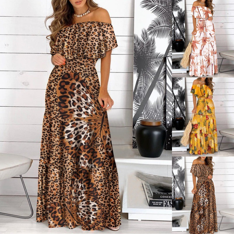 Robe maxi off-shoulder pour femmes avec ourlet évasé Chic und Stil