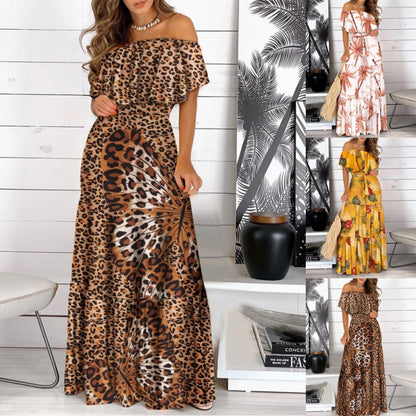Robe maxi off-shoulder pour femmes avec ourlet évasé Chic und Stil