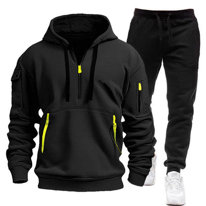 Men's sporty hoodie sweatshirt with practical zippered pockets and comfortable jogger pants Chic and Style