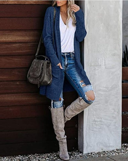 Cardigan tricot décontracté pour femmes avec poches profondes et design ouvert Chic und Still