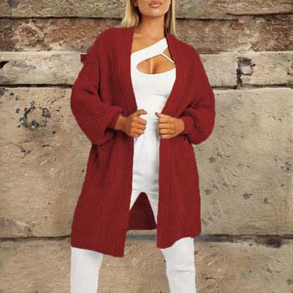 Cardigan tricot pour femmes avec décolleté en V profond et poches généreuses Chic und Stil
