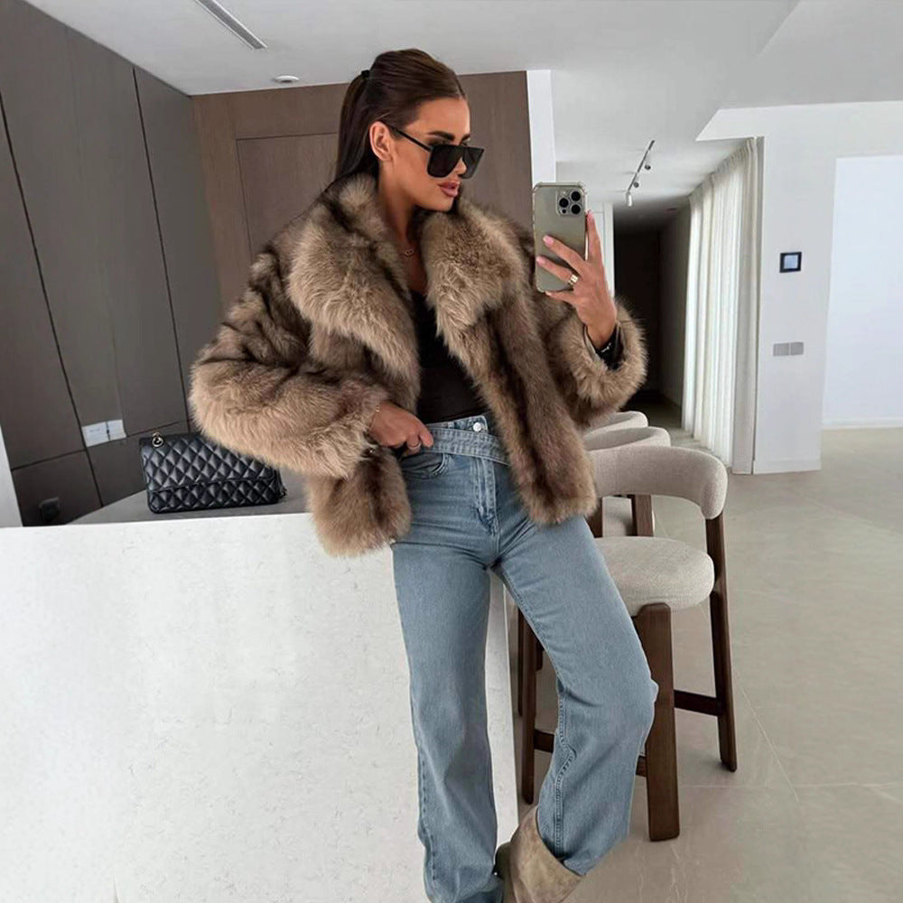 Dames élégante veste en fausse fourrure Chic und Stil