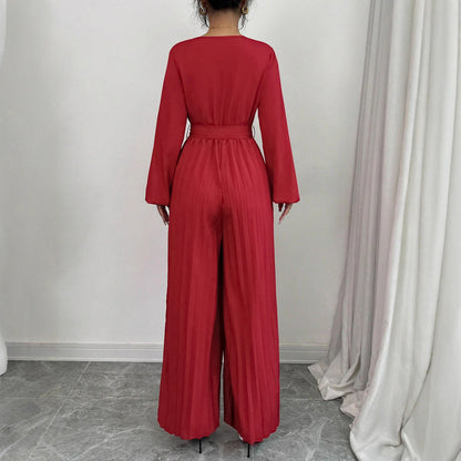 Dame Combinaison élégante avec ceinture réglable et coupe plissée Chic und Stil