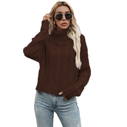 Dames gros tricot col roulé pull avec motif en torsade et coupe décontractée Chic und Stil