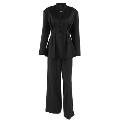 Fitted suit jacket for women with wide pants Chic and Style
