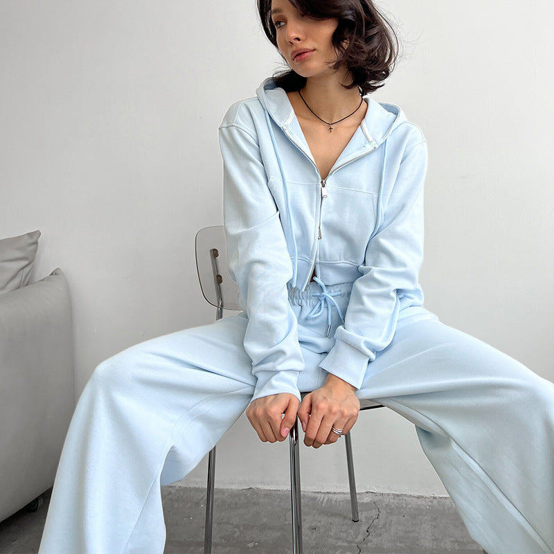 Trendy cropped hooded sweatshirt set for women and loose jogger pants Chic and Style