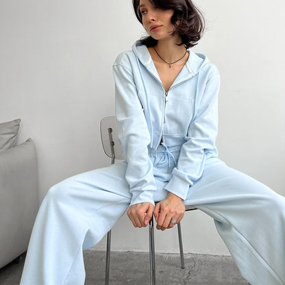 Trendy cropped hooded sweatshirt set for women and loose jogger pants Chic and Style