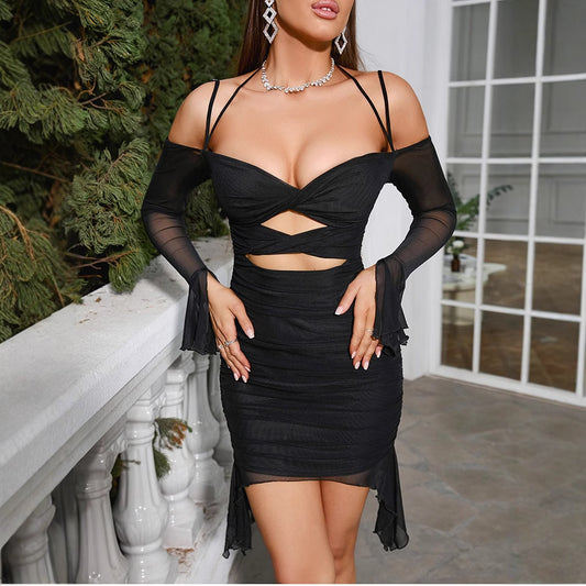 Dames Mini-robe séduisante avec manches transparentes et découpes raffinées Chic und Stil