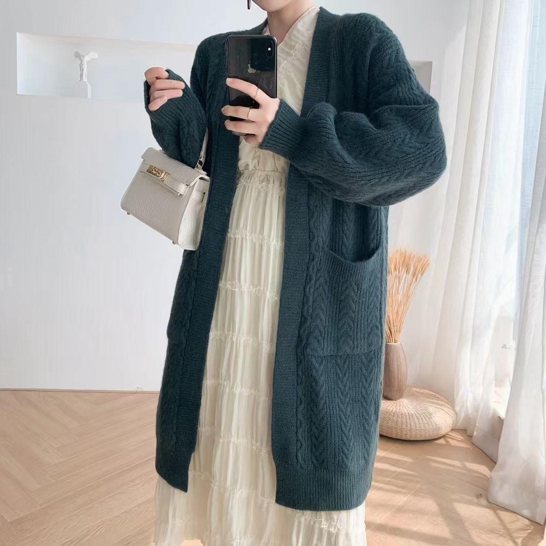 Dames Gros Tricot Cardigan avec poches profondes et design en tresse élégant Chic und Stil