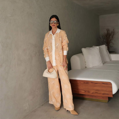 Dames deux pièces avec des motifs au crochet décoratifs et une coupe large Chic und Stil