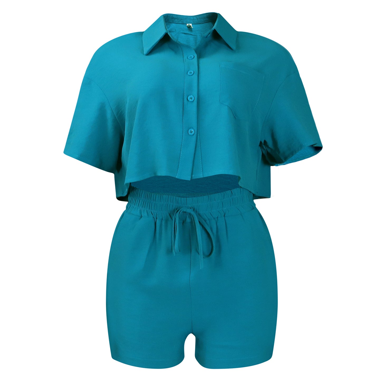 Femmes Top court à manches courtes élégant avec shorts assortis Chic und Stil