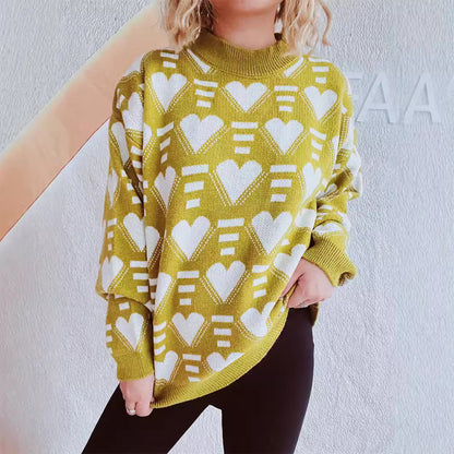 Pull en tricot pour femmes au design moderne en forme de cœur avec une coupe ample Chic und Stil