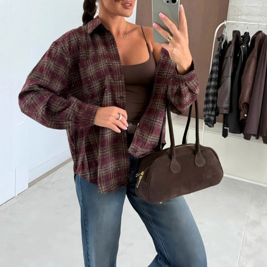 Dames Chemise Oversized Carreautée Chic und Stil