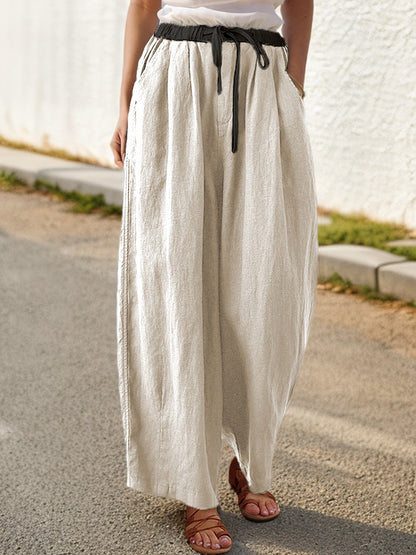 Loose linen pants for women with elastic waistband and stylish drawstring Chic and Style