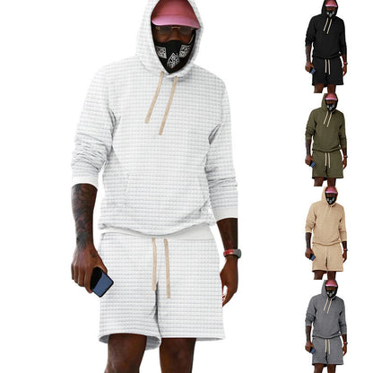Casual men's set with structured hoodie and shorts Chic and Style