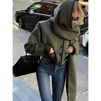 Dames Élégante veste cropped avec écharpe chic et poches raffinées Chic und Stil