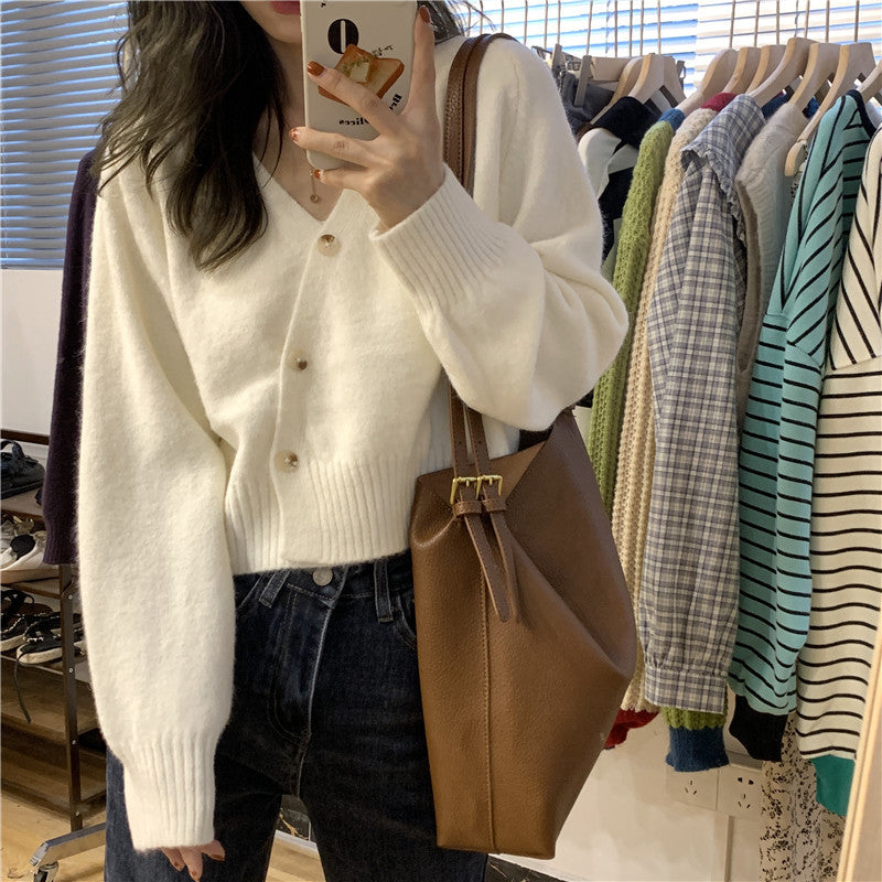 Dames cardigan moelleux avec de gros boutons et une coupe ample Chic und Stil