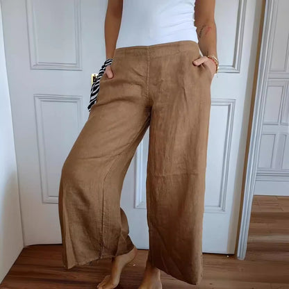 Chic and Style breathable wide linen pants for ladies